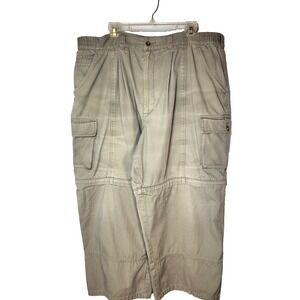 All Terrain Outfitters Khaki Zip Off Leg Pleat Elastic Sides Cargo Pant 44/34